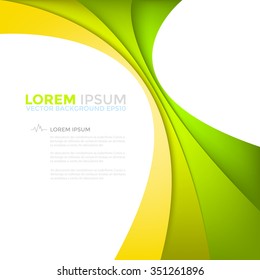 Yellow and green line vector background curve gradient colour with white space for text and message design