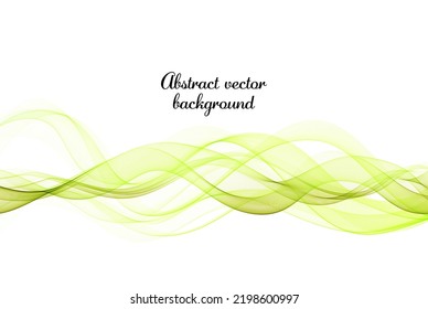 Yellow green lines wavy transparent wave on white background, design element