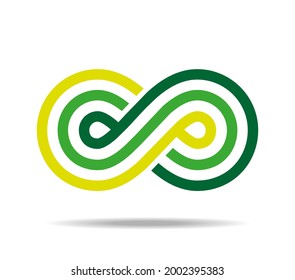 Yellow green mobius loop. The sign of infinity logo. Infinity symbol 8