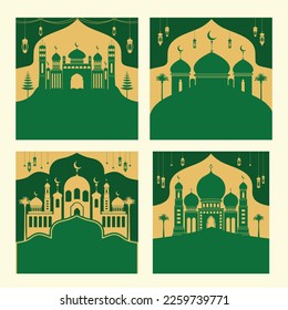 Yellow and Green Mosque Background