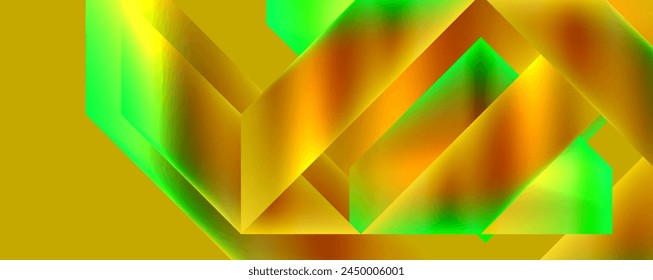 a yellow , green and orange geometric pattern on a yellow background . High quality