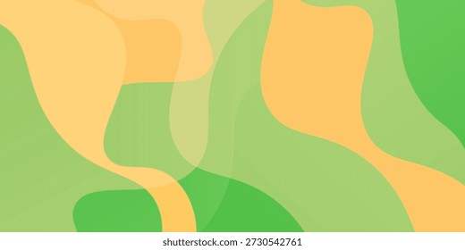 Yellow green and orange vector abstract simple background with wave and liquid shapes. Presentation background template. vector Eps 10