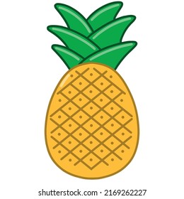 yellow and green pineapple fruit vector