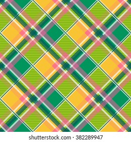 Yellow Green Pink Diamond Chessboard Background Vector Illustration