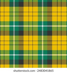 Yellow green plaid seamless pattern vector. Background graphic tartan check fashion design use for print, texture, cloth, fabric, flannel.	