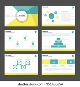Yellow green presentation template Infographic elements flat design set for brochure flyer leaflet marketing advertising