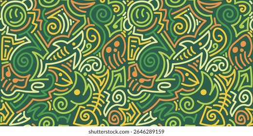 Yellow and Green Psychedelic Flow Pattern