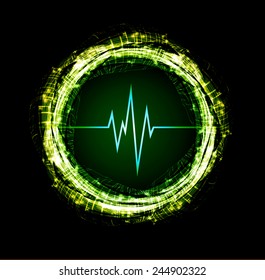 yellow green pulse Light Abstract Technology background for computer graphic website and internet.
