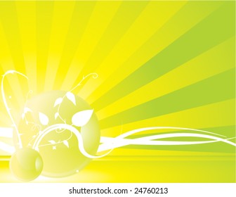 Yellow green radiating ray background 1