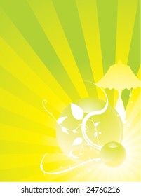 Yellow green radiating ray background 2
