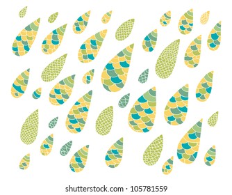 yellow and green rain drops