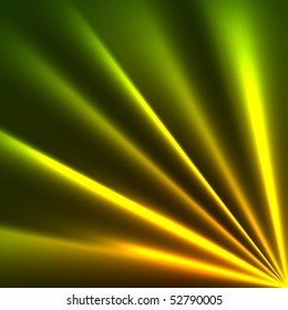 Yellow and green rays dark background. EPS10 file.