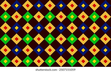 Yellow, green, red and blue plaid fabric texture, blue diamond checkerboard repeat pattern, replete image, design for fabric print patter on back background