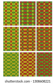 yellow, green, red cell