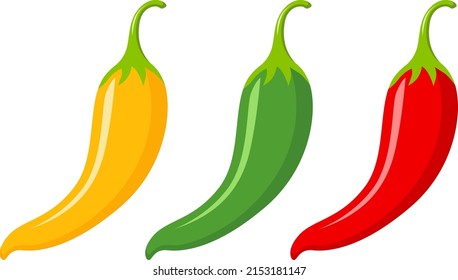 Yellow, green and red hot chili peppers
