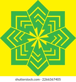 yellow green religious background with calligraphy forming hexagons