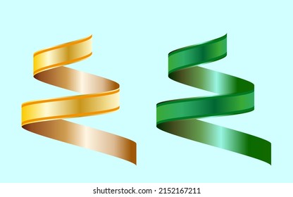 yellow and green ribbons with twisted effect