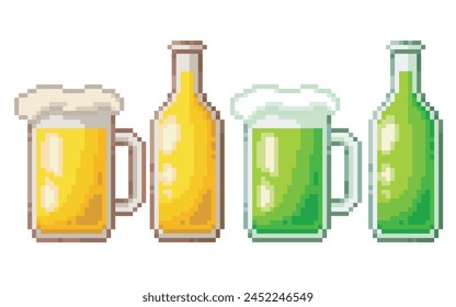 Yellow and green root beer, pixel art drink