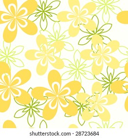 Yellow and green seamless flowers pattern