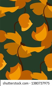 yellow green seamless pattern vector floral design primitive scandinavian