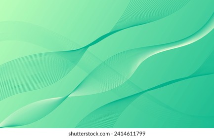 curva de onda de líneas suaves verde amarillo sobre fondo abstracto de gradiente suave