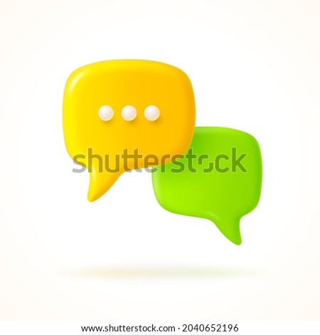 Yellow and green speech bubble. Dialogue concept design. Vector illustration.