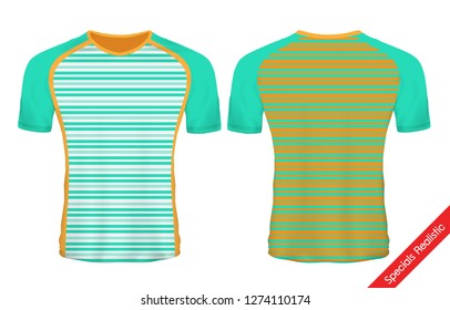 Yellow and Green sport wear protection equipment vector illustration.layout football sport t-shirt design. Template front, back view. Soccer kit national team shirt mock up and number for edit.
