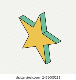 Yellow green star. Isometric icon. Symbol of Saint Patrick day. Vector illustration. Modern style.