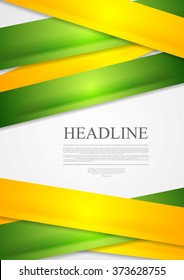 Yellow and green stripes abstract bright background. Vector illustration