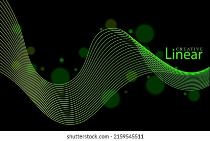 Yellow and green stripes background. Abstract Fluorescent style with curved guilloche lines and bokeh effect. Space for text and logo. Modern pattern for business, events, presentations