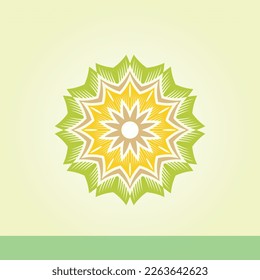 Yellow and green sunflower vector logo design template concept in gradient background