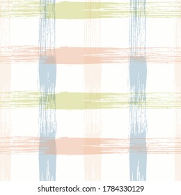 Yellow and Green Tablecloth Seamless Pattern. Tartan plaid pattern in purple, green, and white for flannel shirt or other modern fashion clothing design.