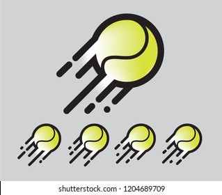 yellow green tennis ball Logo / Icon sports ball in motion with motion blur and lines 