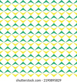 Yellow and green triangle pattern on white background. Colorful modern backdrop design. Up and down color arrow pattern on white background.