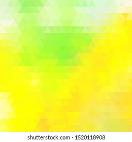 Yellow and green triangles background. Abstract vector pattern 