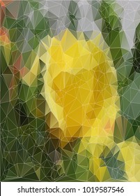 Yellow green tringular background with brured round blank space for text