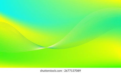 Fondo abstracto de malla degradada verde y turquesa amarillo con líneas mezcladas onduladas agradable para el Fondo de pantalla o el Anuncio