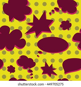 yellow, green and violet vector Colorful Speech Bubbles Pattern. Colored Stickers Seamless Background