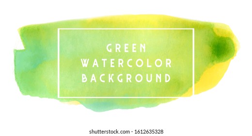 Yellow green watercolor brush stroke. Greens, place for text.