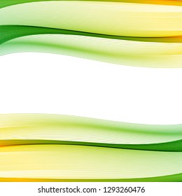 Yellow green wave lines on white background