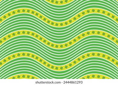 Yellow and Green wave style 4×6 inch Postcard background with clover for St patrick's Day