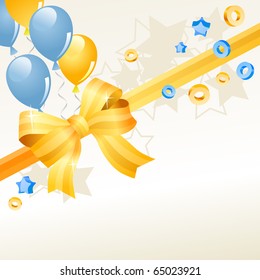 Yellow greeting card with balloons
