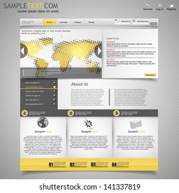 yellow and grey business website template - with halftone map 