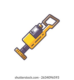 Ilustración de martillo neumático de estilo plano amarillo y gris en blanco