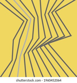 yellow grey gray digital abstract striped vector line pattern in perspective black and white straight corner zigzags