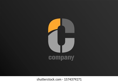 yellow grey letter c alphabet logo design icon for business. Suitable as a logotype 