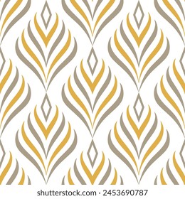 Gelbe und graue Luxus-Vektorgrafik nahtlose Muster. Ornamente, traditionelle, ethnische, arabische, türkische, indische Motive. Ideal für Stoff und Textil, Bildschirmhintergrund, Verpackungsdesign oder jede beliebige Idee.