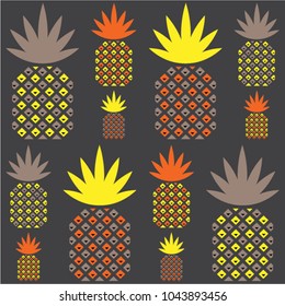 yellow grey pineapple pattern
