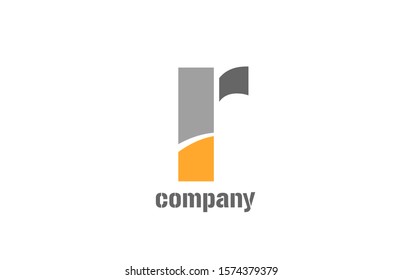 yellow and grey r alphabet logo design icon for business on white background. Suitable as a logotype 