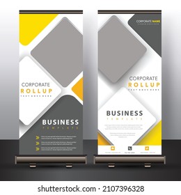 yellow grey roll up banner